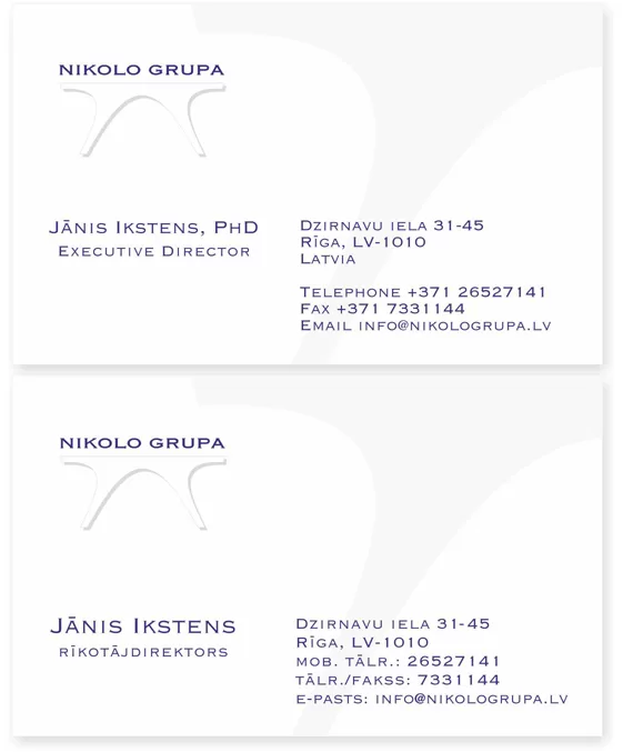 Logo izstrāde, vizītkartes dizains, druka sietspiedē, kongrīvs